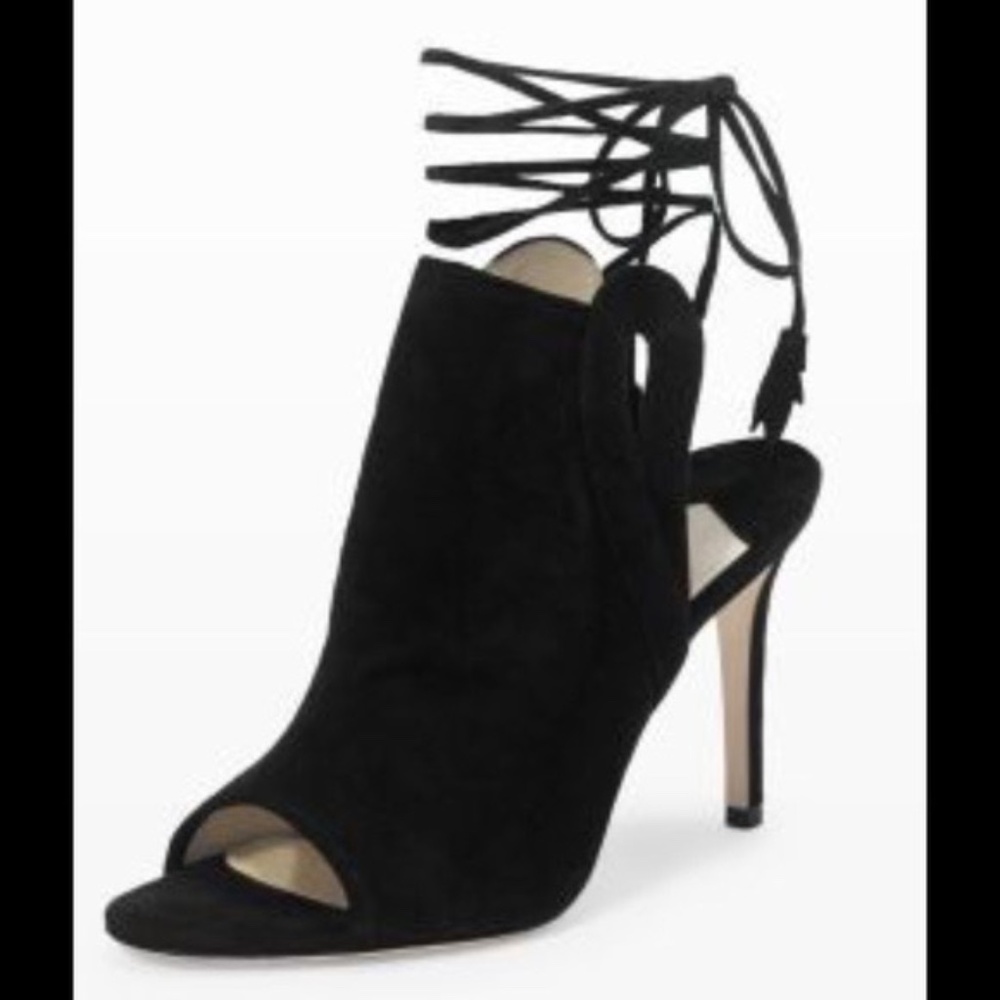 Isa Tapia Suede Ellen Open Toe Booties - Black suede